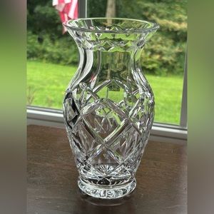 Waterford Crystal Rossan Flower Vase 8” Signed